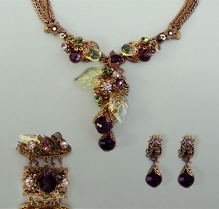 Collier Armband Ohrclips___Glas und Strass___1940___Haskell 